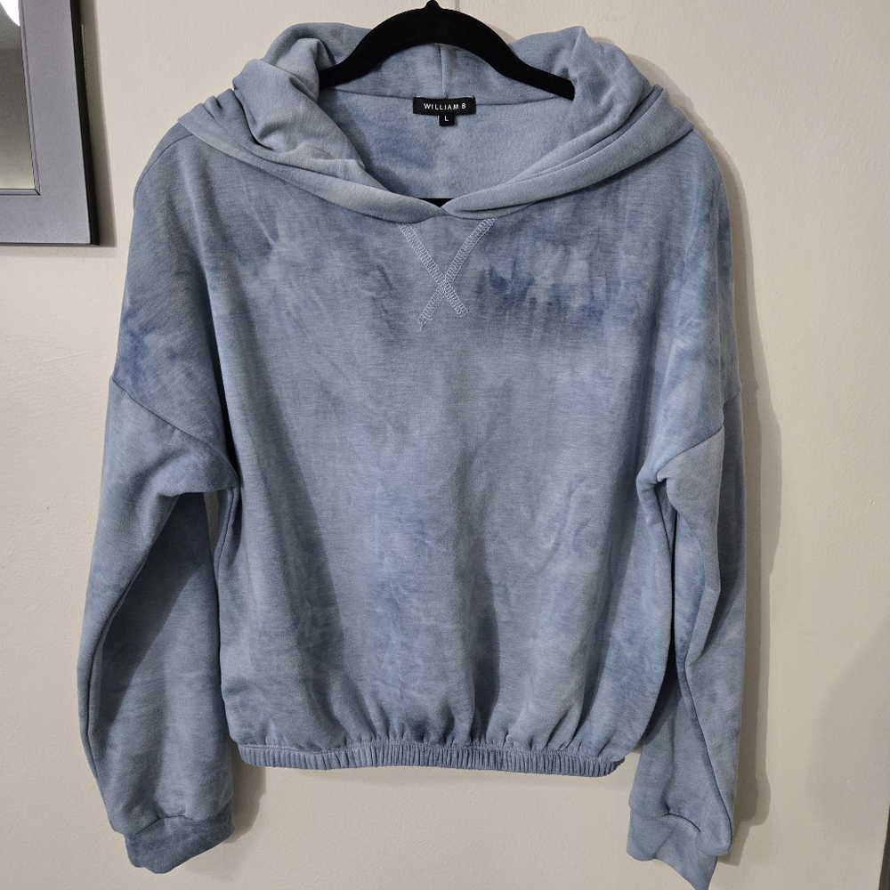 William B. elastic Bubble Hem Cropped Hoodie, L, EUC